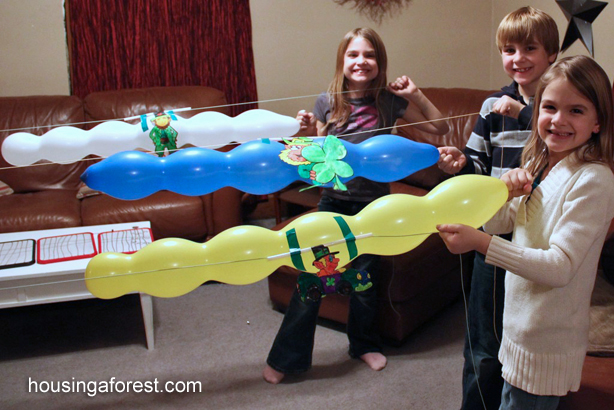 Balloon Rockets ~ Racing Leprechauns is a fun St. Patricks Day Activity 