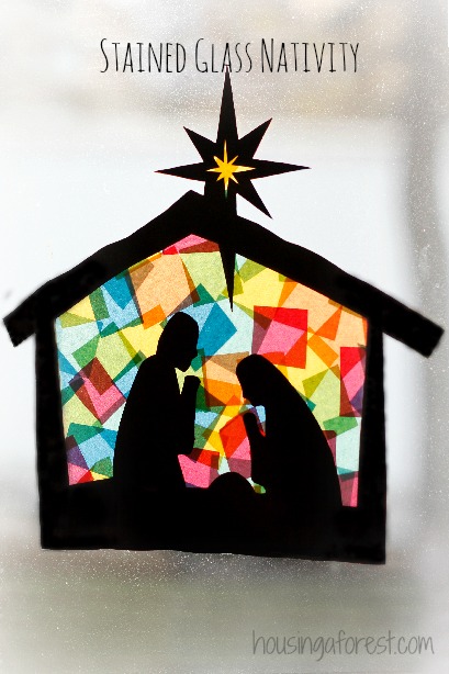 Stained Glass Nativity - Easy preschool Christmas craft