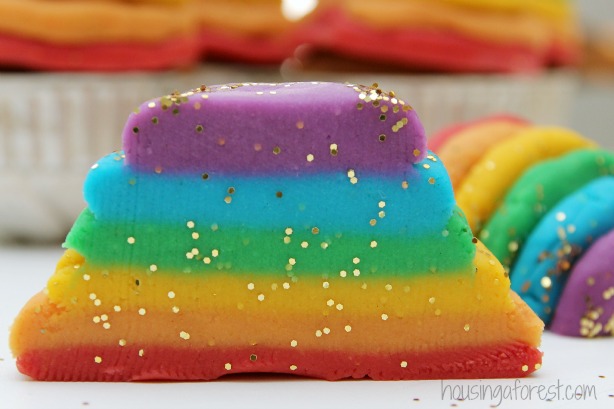 Glitter Rainbow Playdough Recipe Housing a Forest
