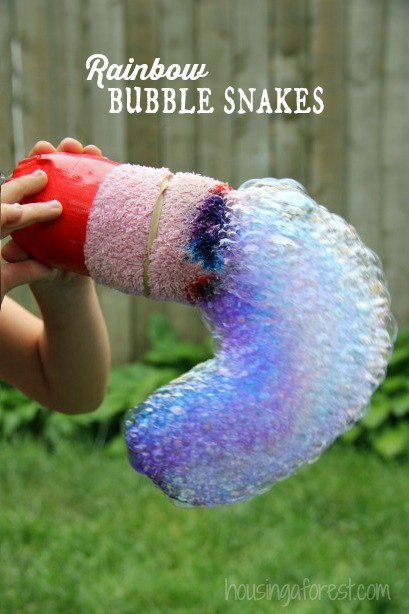 Rainbow Bubble Snakes ~ outdoor fun