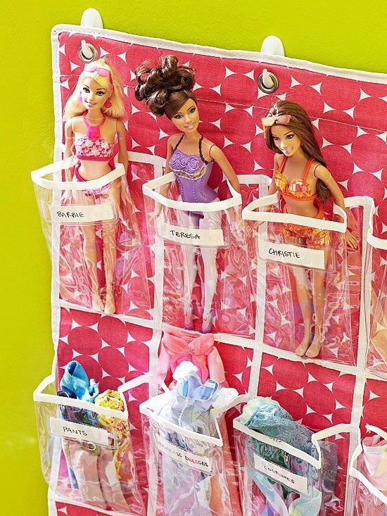 Shoe rack turned Barbie storage