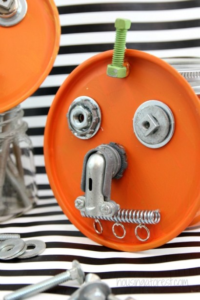 Recycled Halloween Art for kids ~ Junk Drawer Pumpkins