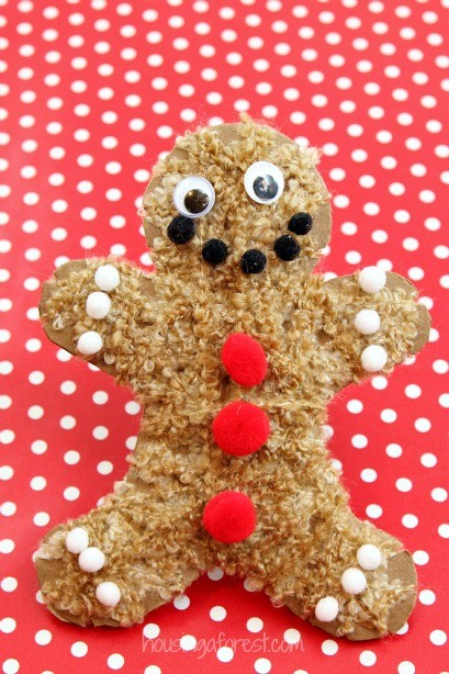 Christmas Craft for kids ~ Yarn Wrapped Gingerbread Men