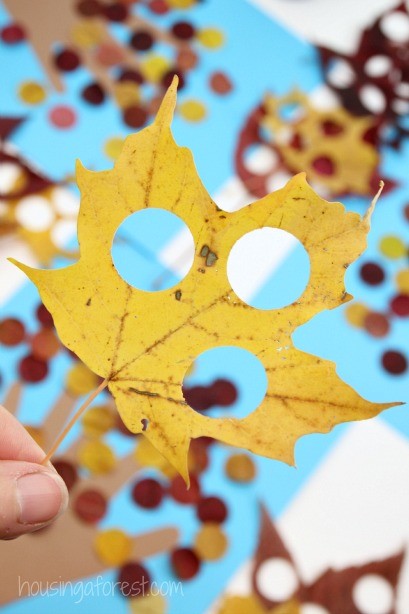 Fall Crafts for kids ~ Handprint Tree Craft Using Real Leaves