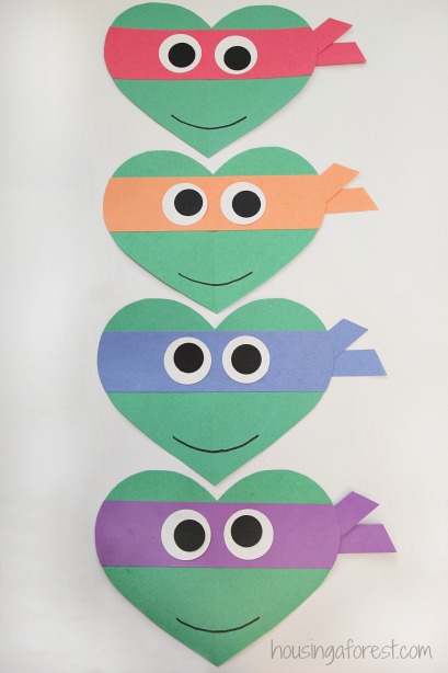 San Valentino Ninja Turtle Craft for Kids ~ A forma di cuore Teenage Mutant Ninja Turtles