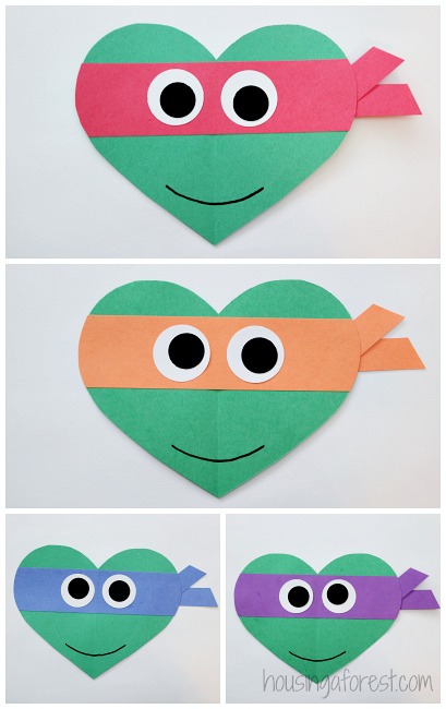 il Giorno di san Valentino Ninja Turtle Mestiere per i Bambini ~ a Forma di Cuore, Teenage Mutant Ninja Turtles
